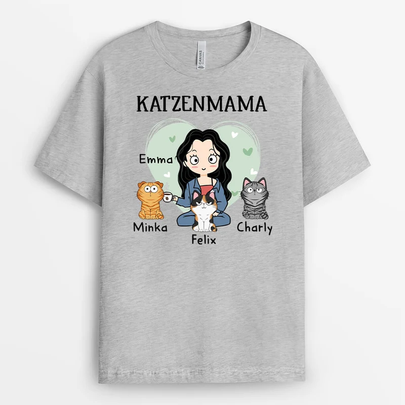 Hübsche Katzenmama - Personalisiertes Geschenk | T-shirt für Katzenliebhaber