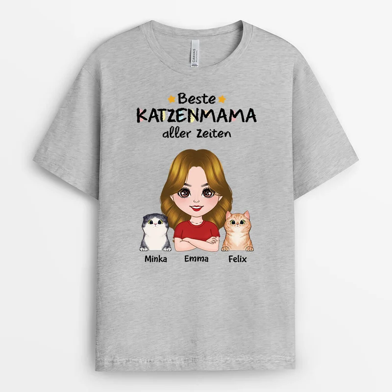 Beste Katzenmama Der Welt - Personalisiertes Geschenk | T-shirt für Katzenliebhaber