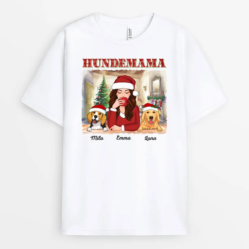 Hundemama Zu Weihnachten - Personalisiertes Geschenk | T-shirt für Hundeliebhaber