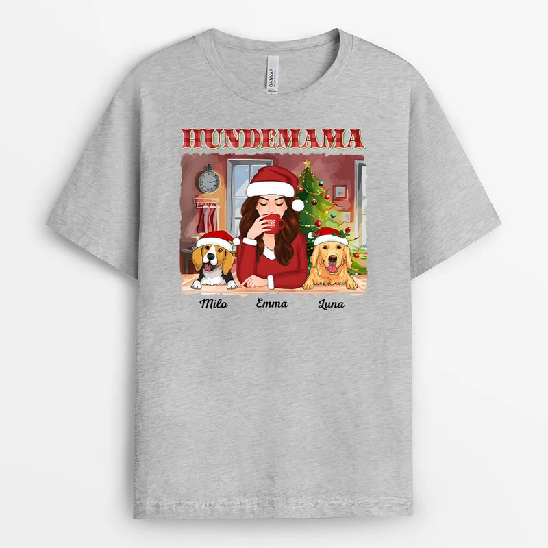 Hundemama Zu Weihnachten - Personalisiertes Geschenk | T-shirt für Hundeliebhaber