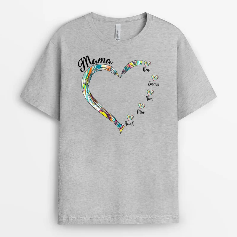 Mama Herz - Personalisiertes Geschenk | T-Shirt für Omas/Mamas