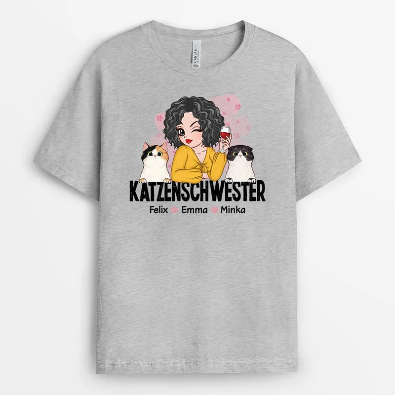 Katzenmama - Personalisiertes Geschenk | T-Shirt für Katzenliebhaber