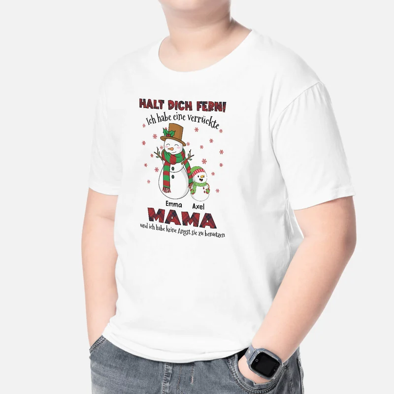 Halt dich fern! Mein Opa/Papa Meine Oma/Mama ist verrückt - Personalisiertes Geschenk | T-shirt für Kinder