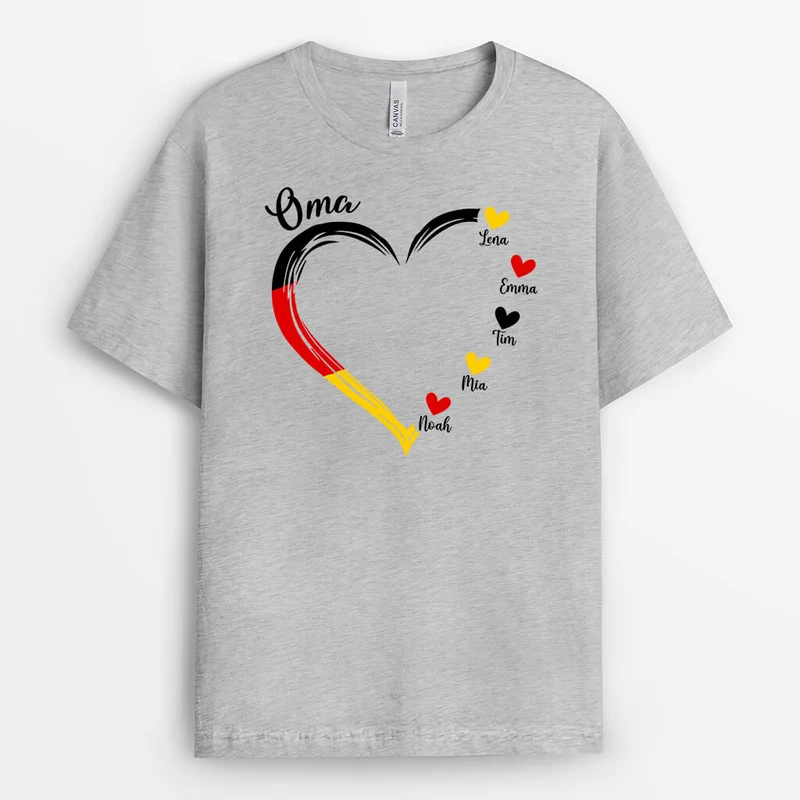 Flagge in Form von Herz - Personalisiertes Geschenk | T-shirt für Mamas