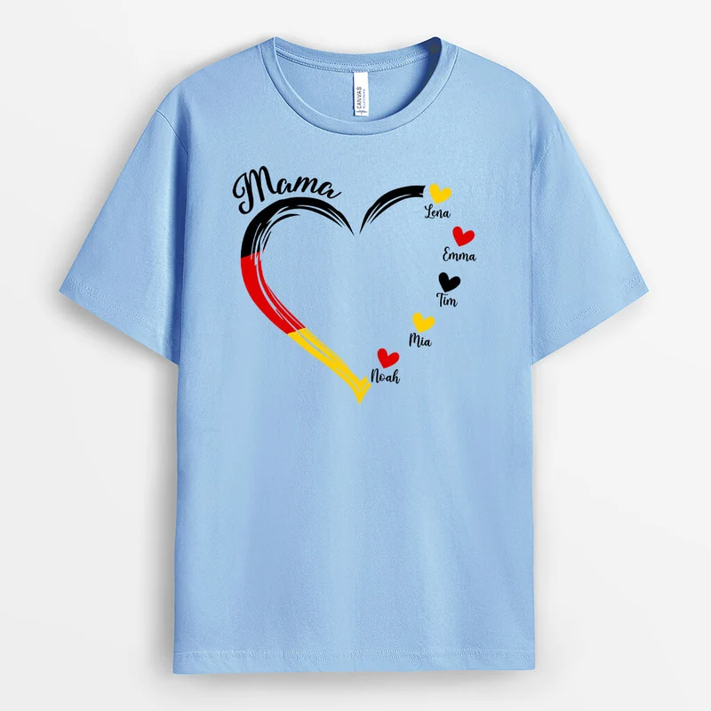 Flagge in Form von Herz - Personalisiertes Geschenk | T-shirt für Mamas