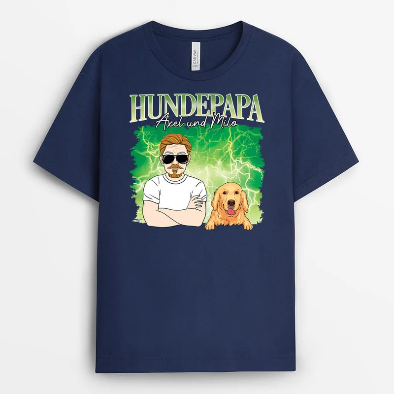 Hundepapa Mit Donner Muster - Personalisiertes Geschenk | T-shirt für Hundeliebhaber