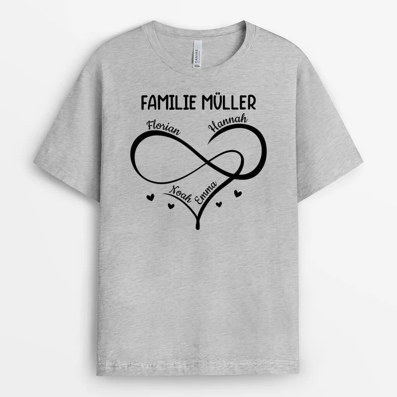 Die Familie mit Herz - Personalisiertes Geschenk | T-shirt für die Familie