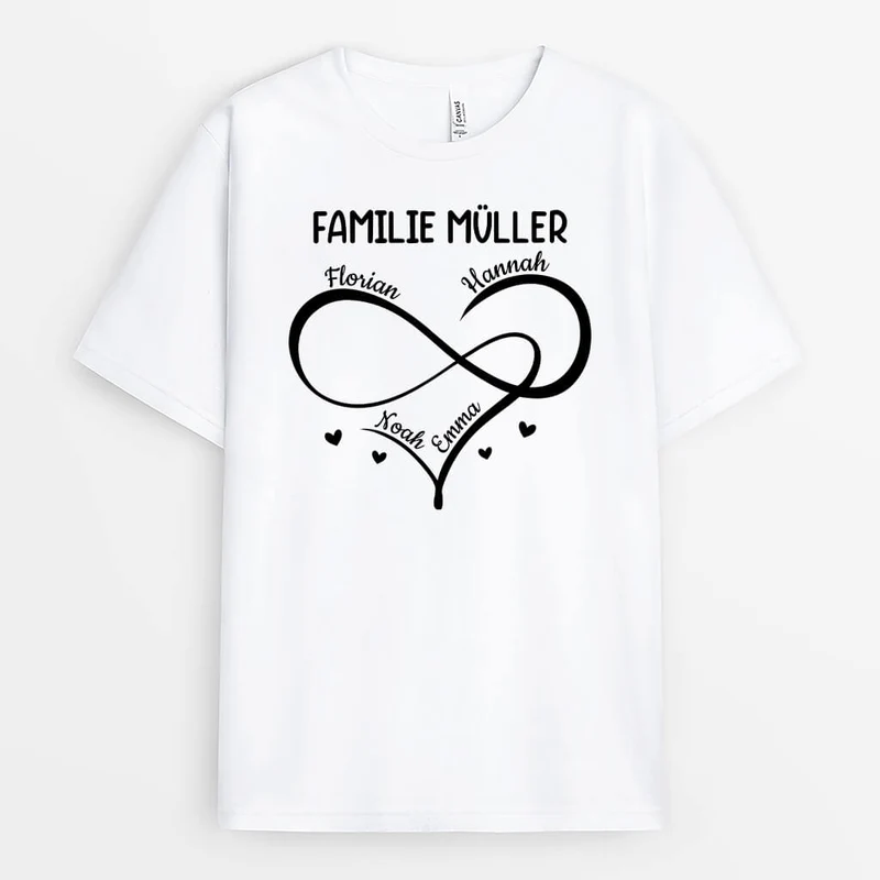 Die Familie mit Herz - Personalisiertes Geschenk | T-shirt für die Familie