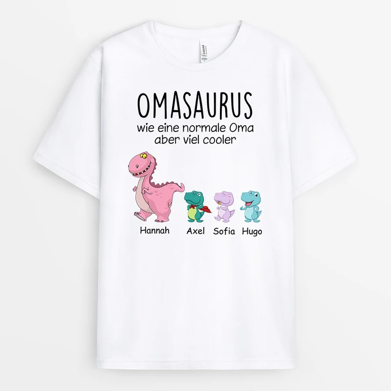 Omasaurus Mamasaurus - Personalisierte Geschenke | T-Shirt für Mama/Oma