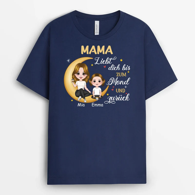 Oma Liebt Dich/Euch Bis Zum Mond Und Zurück - Personalisiertes Geschenk | T-shirt für Omas
