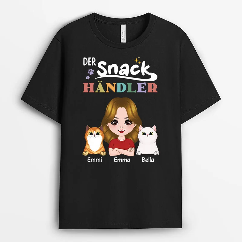 Der Snackhändler - Personalisiertes Geschenk | T-shirt für Katzenliebhaber