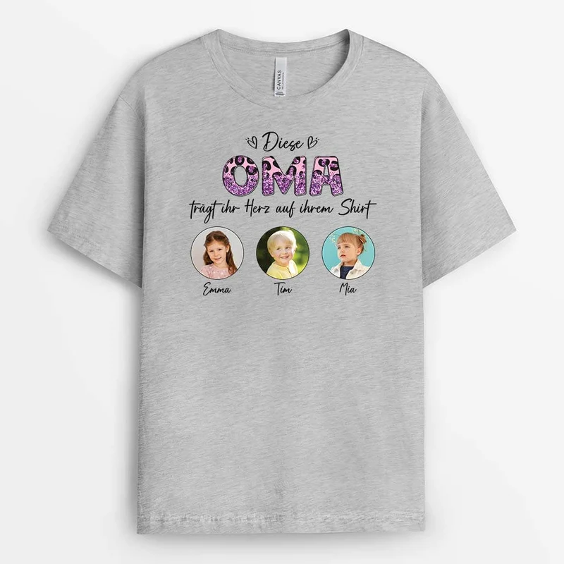 Diese Mama Trägt Ihr Herz Auf Ihrem Shirt - Personalisiertes Geschenk | T-Shirt für Mamas