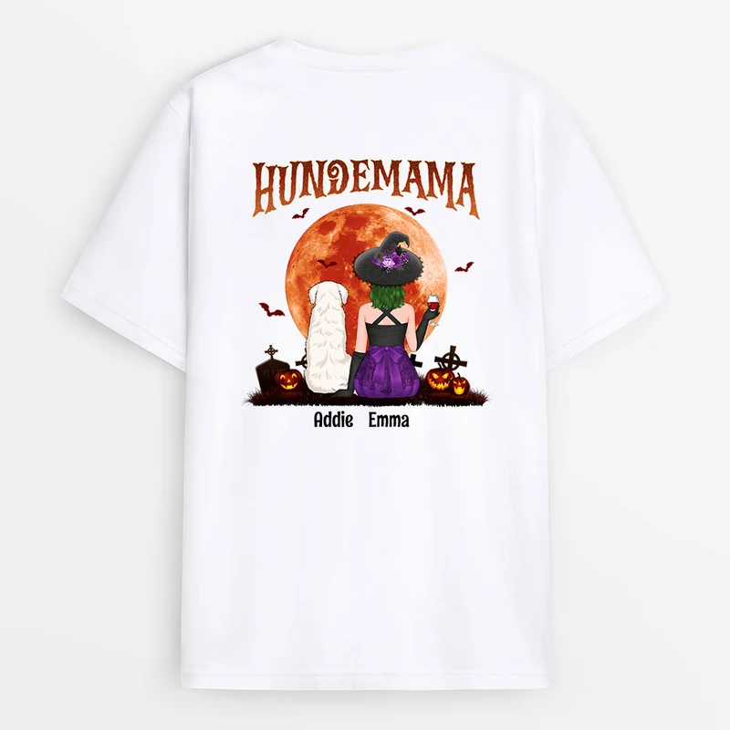 Hundemama Roter Mond - Personalisiertes Geschenk | T-shirts für Halloween