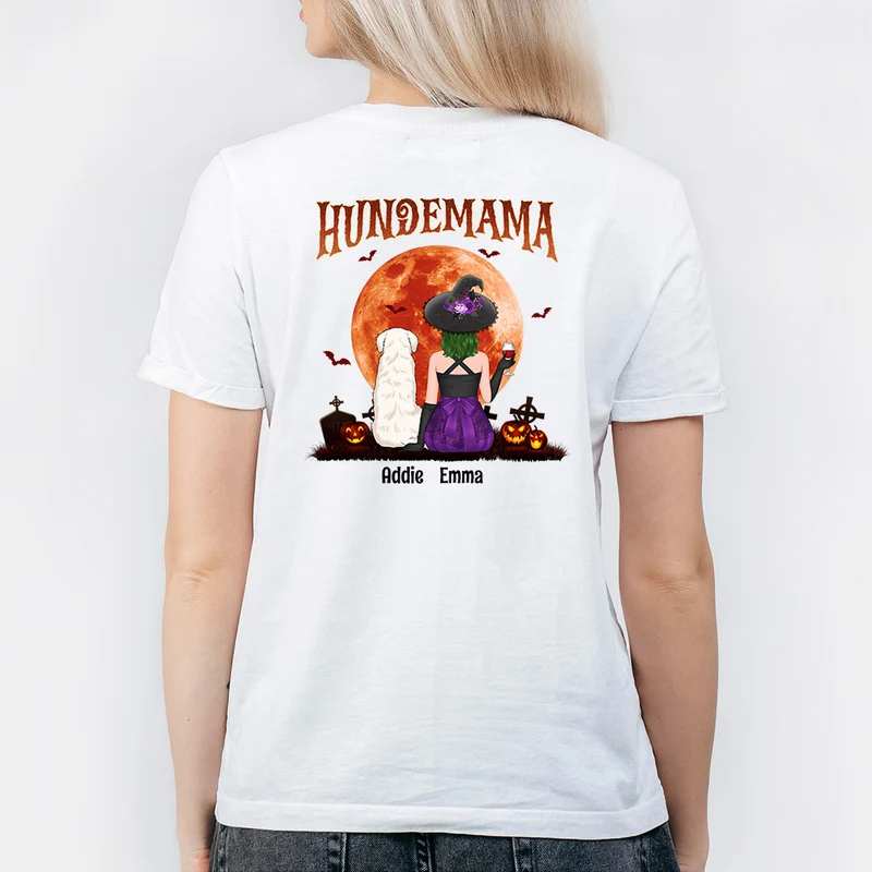 Hundemama Roter Mond - Personalisiertes Geschenk | T-shirts für Halloween
