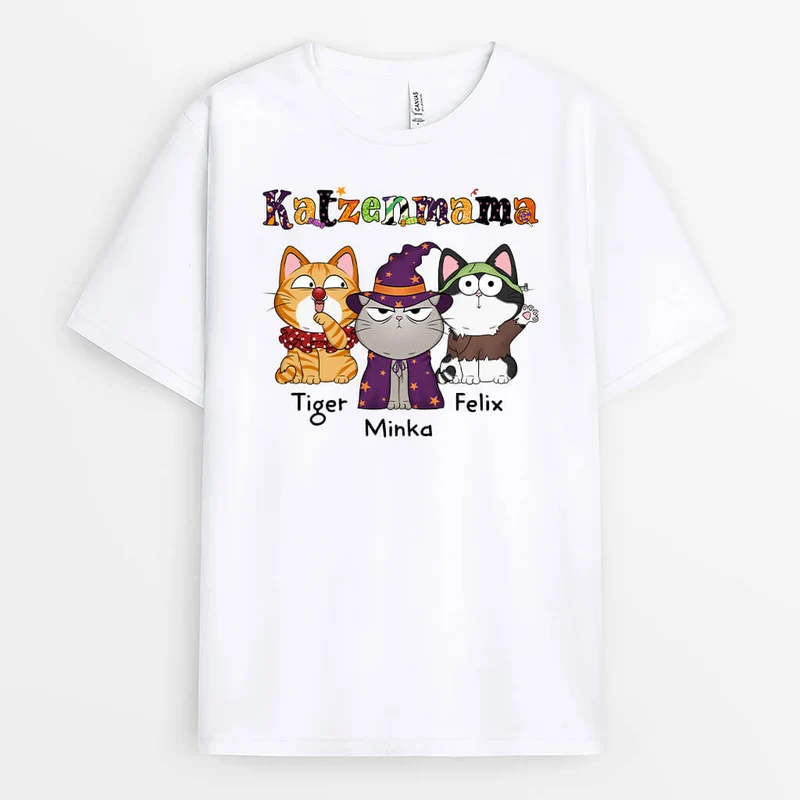 Katzenmama - Personalisiertes Geschenk | T-shirts für Halloween