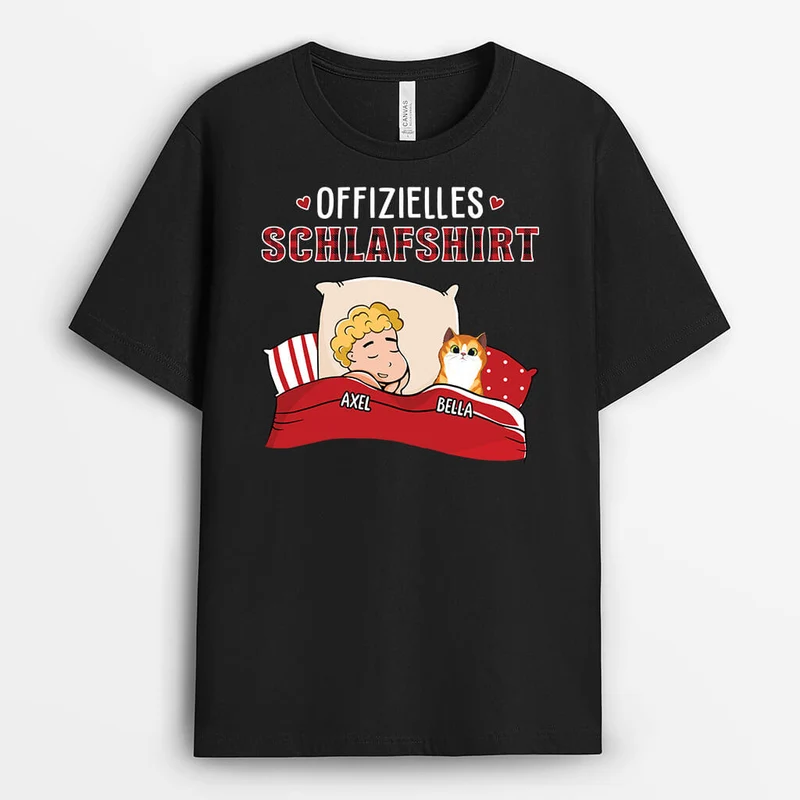 Offizielles Schlafshirt Mit Katzen - Personalisiertes Geschenk | T-shirt für Katzenliebhaber
