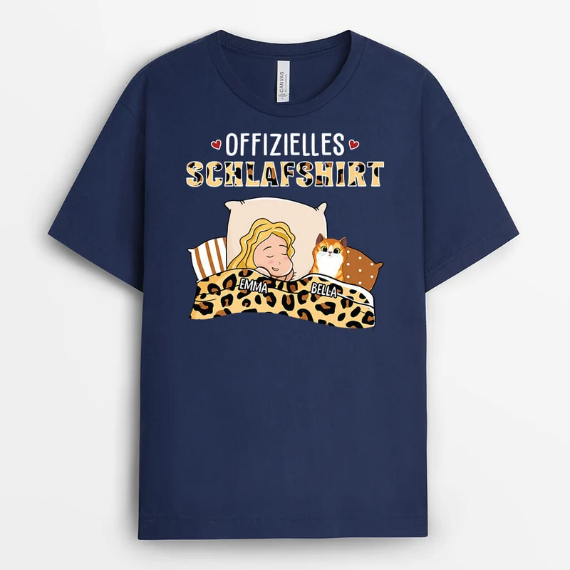 Offizielles Schlafshirt Mit Katzen - Personalisiertes Geschenk | T-shirt für Katzenliebhaber