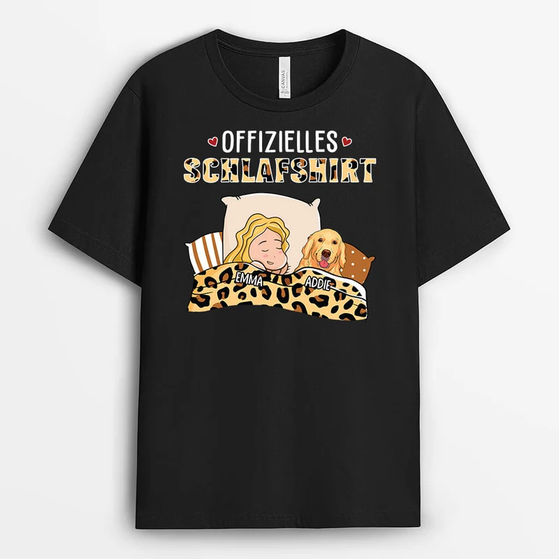 Offizielles Schlafshirt Mit Hunden - Personalisiertes Geschenk | T-shirt für Hundeliebhaber