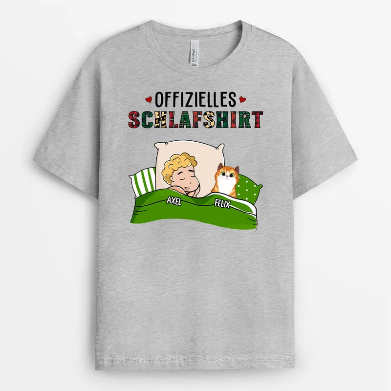 Süßes Schlafshirt Mit Katze - Personalisiertes Geschenk | T-shirt für Katzenliebhaber