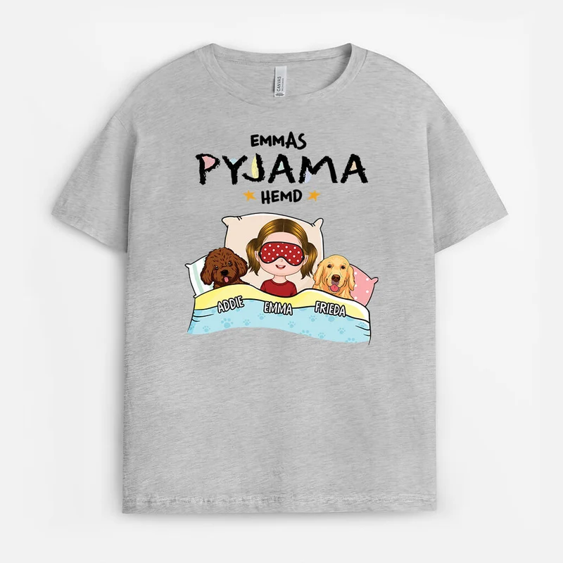 Pyjama Hemd Mit Hund - Personalisiertes Geschenk | Kinder T-shirt für Hundeliebhaber