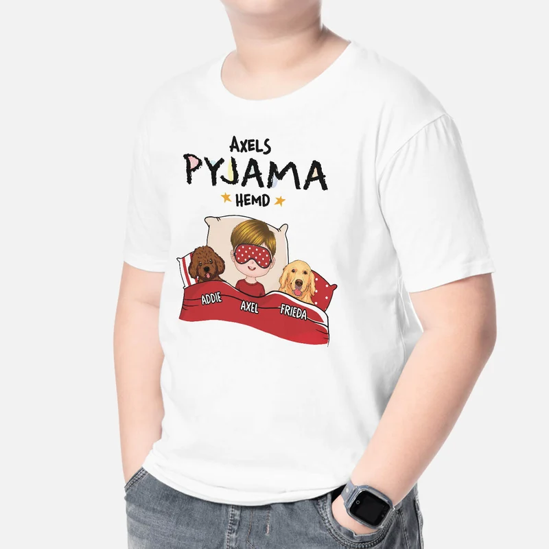 Pyjama Hemd Mit Hund - Personalisiertes Geschenk | Kinder T-shirt für Hundeliebhaber