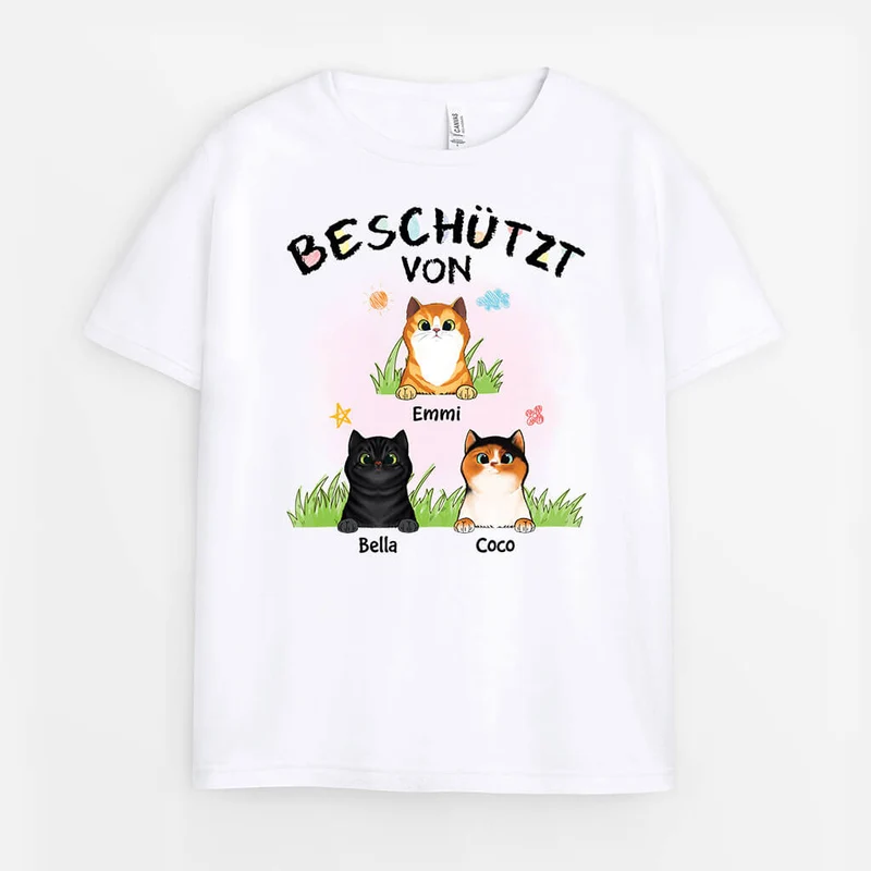Unter Dem Schutz Von Katzen - Personalisiertes Geschenk | T-shirt für Kinder