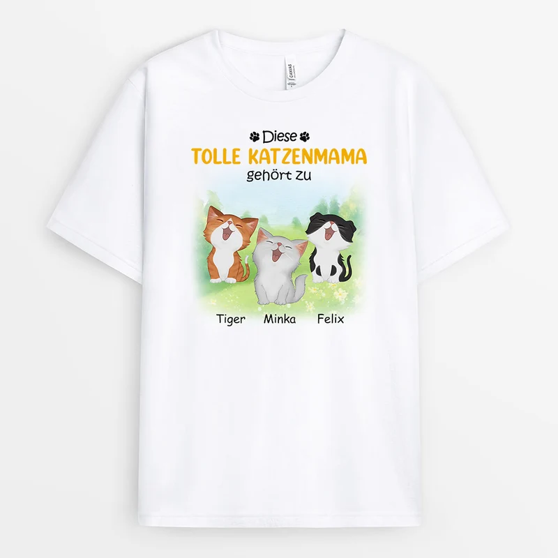 Diese Katzenmama Gehört Zu - Personalisierte Geschenke | T-Shirt für Katzenbesitzer