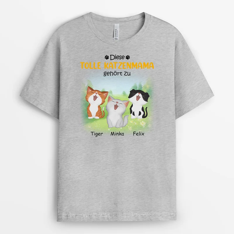 Diese Katzenmama Gehört Zu - Personalisierte Geschenke | T-Shirt für Katzenbesitzer