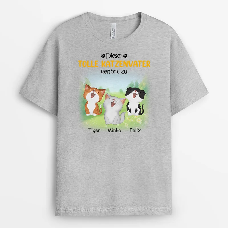 Dieser Katzenpapa Gehört Zu - Personalisierte Geschenke | T-Shirt für Katzenbesitzer