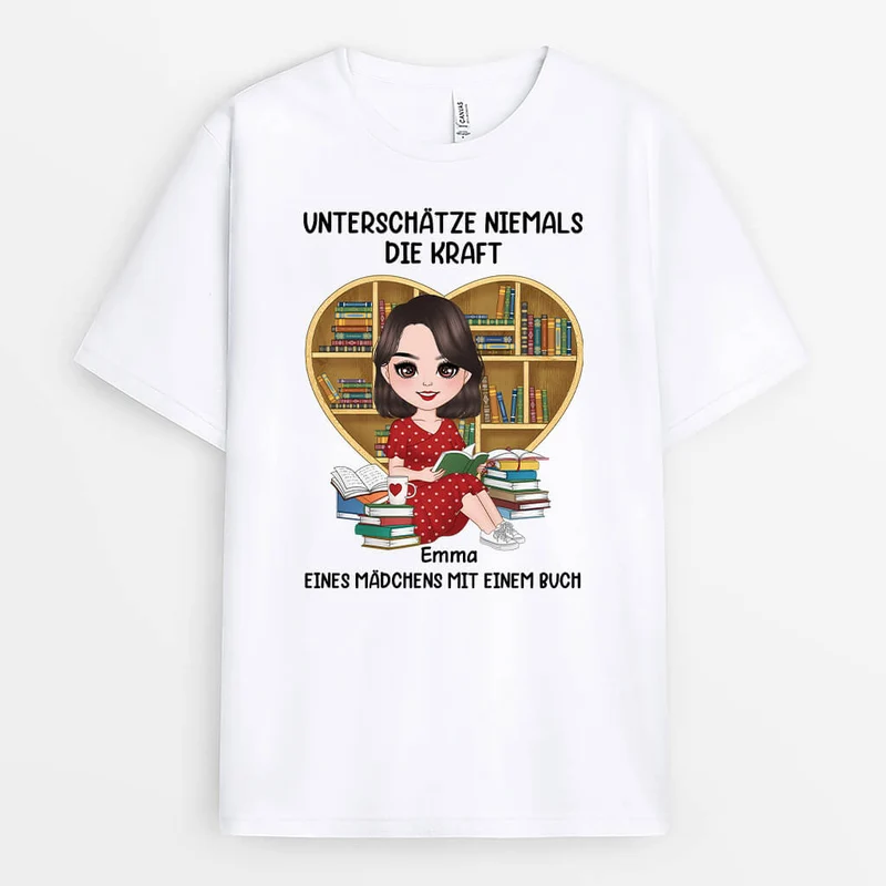 Unterschätze Niemals Die Kraft Einer Frau Mit Einem Buch - Personalisiertes Geschenk | T-shirt für Frauen