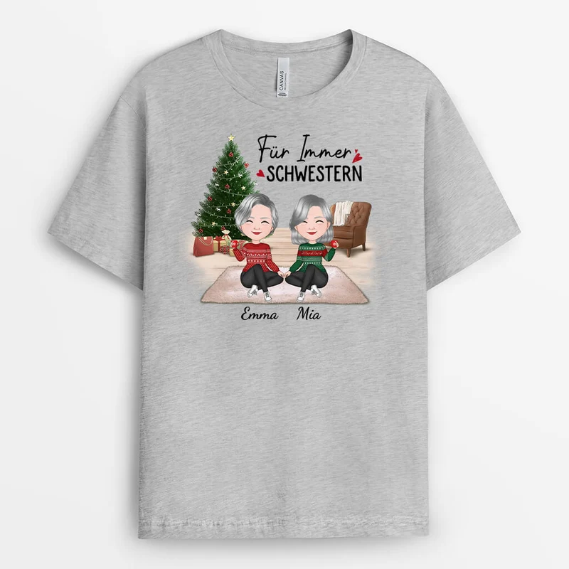 Für Immer Schwestern Zu Weihnachten - Personalisiertes Geschenk | T-shirt für Schwestern