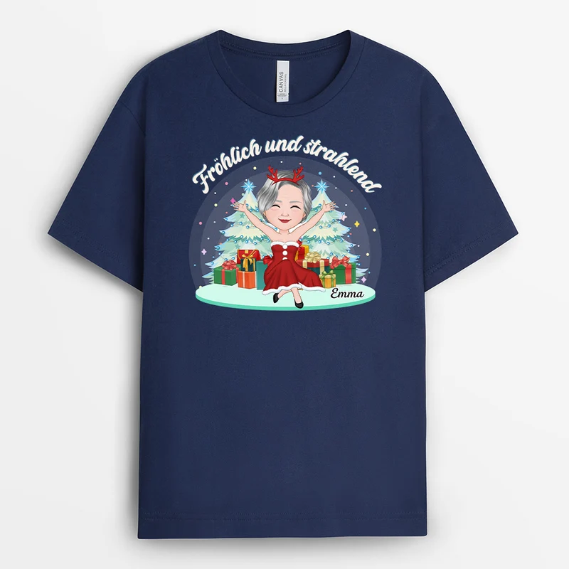 Fröhlich Und Strahlend Weihnachten - Personalisiertes Geschenk | T-shirt für Frauen
