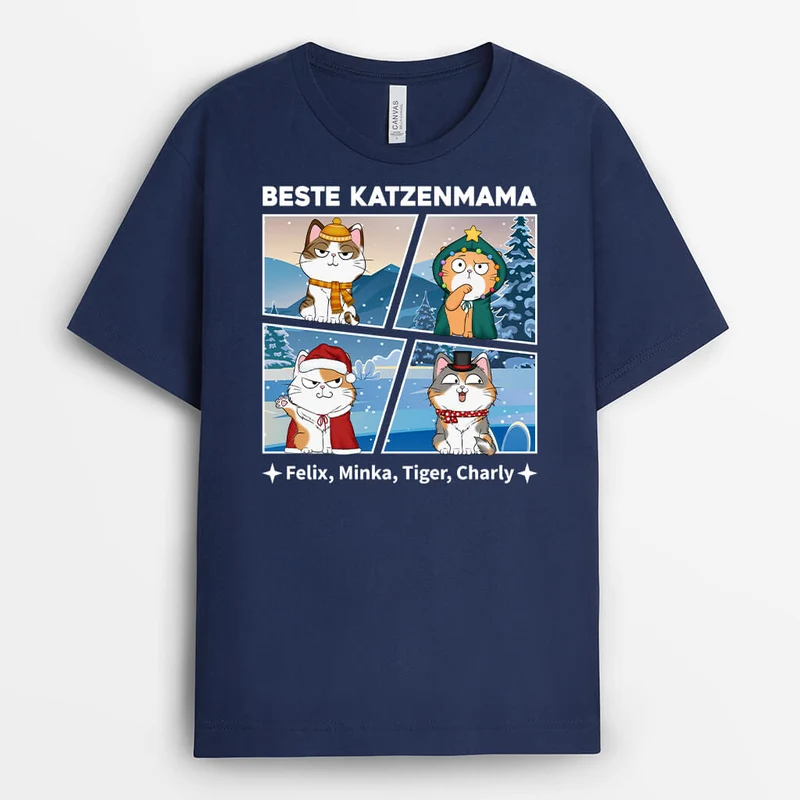 Bester Katzenpapa Aller Zeiten Weihnachten - Personalisiertes Geschenk | T-shirt für Katzenliebhaber