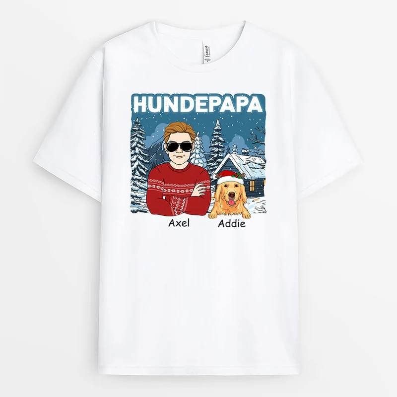 Cooler Hundepapa Zu Weihnachten - Personalisiertes Geschenk | T-shirt für Hundeliebhaber