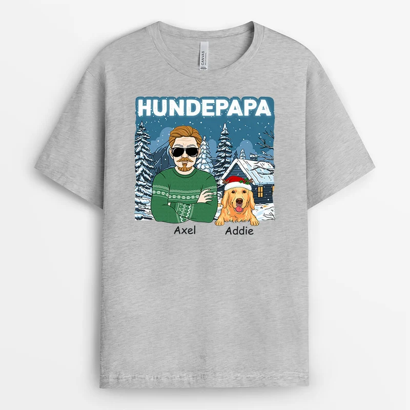 Cooler Hundepapa Zu Weihnachten - Personalisiertes Geschenk | T-shirt für Hundeliebhaber