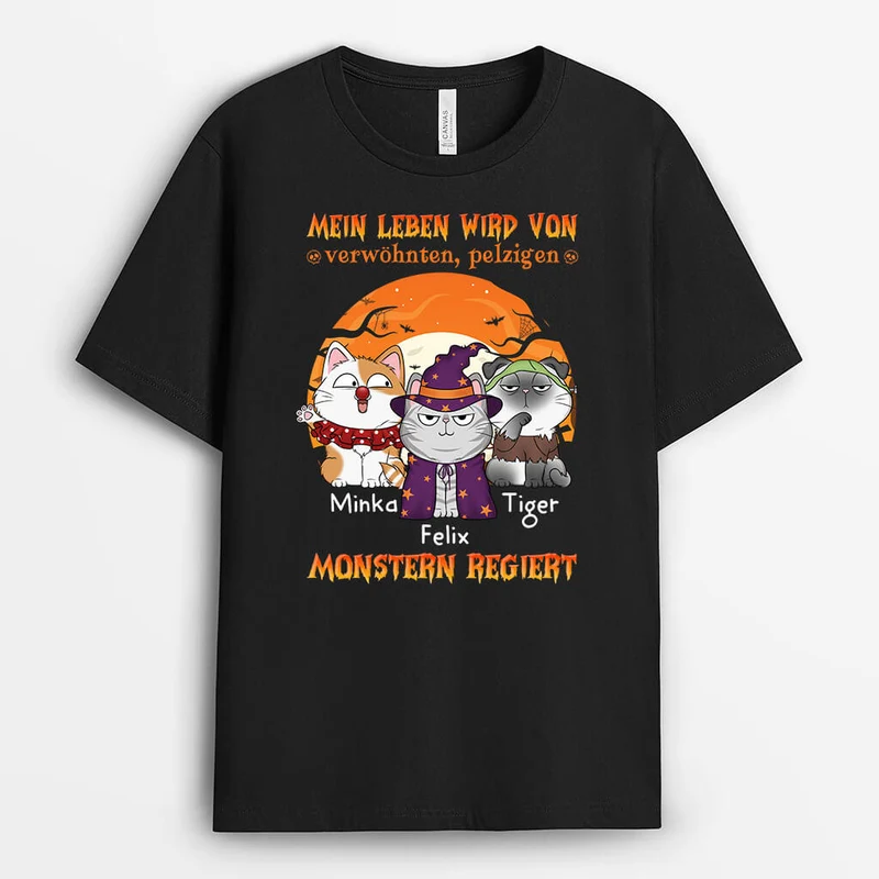 Mein Leben wird von verwöhnten, pelzigen Monstern regiert - Personalisiertes Geschenk | T-shirts für Katzenliebhaber