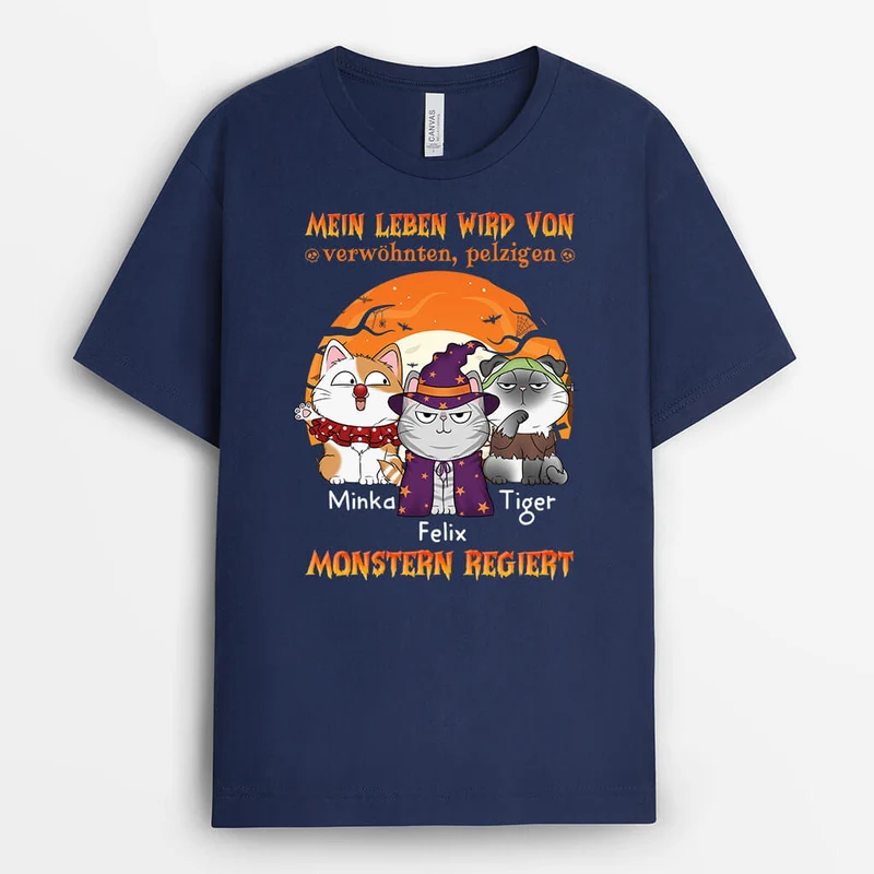Mein Leben wird von verwöhnten, pelzigen Monstern regiert - Personalisiertes Geschenk | T-shirts für Katzenliebhaber