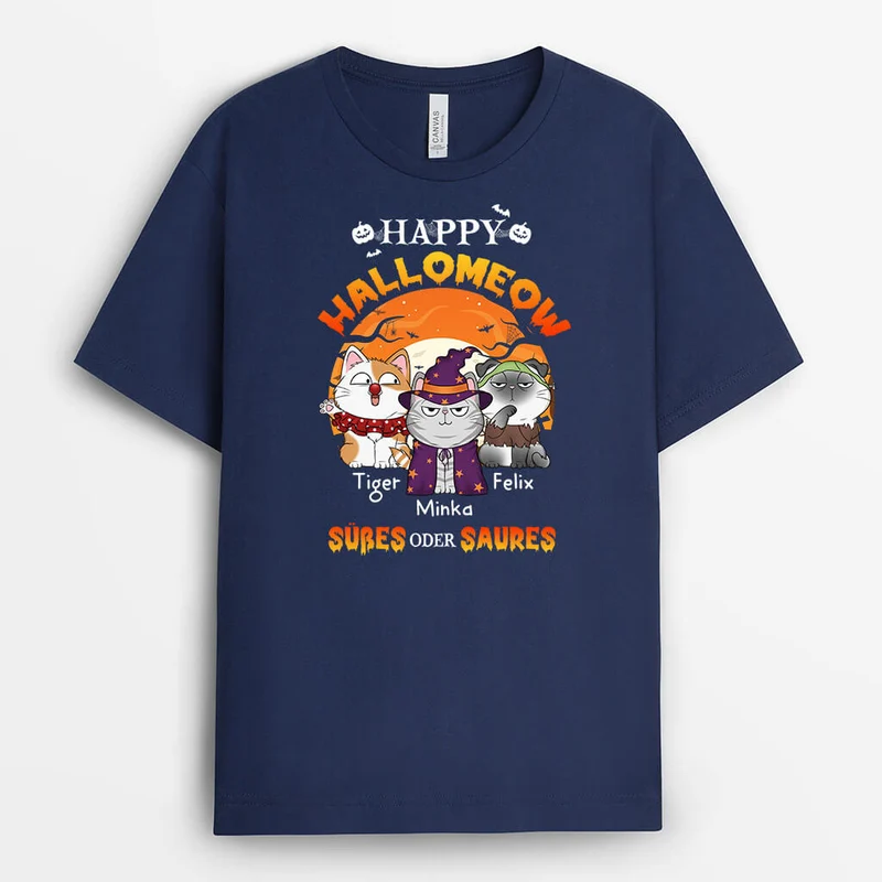 Happy Halloween Süßes oder Saures - Personalisiertes Geschenk | T-shirts für Katzenliebhaber