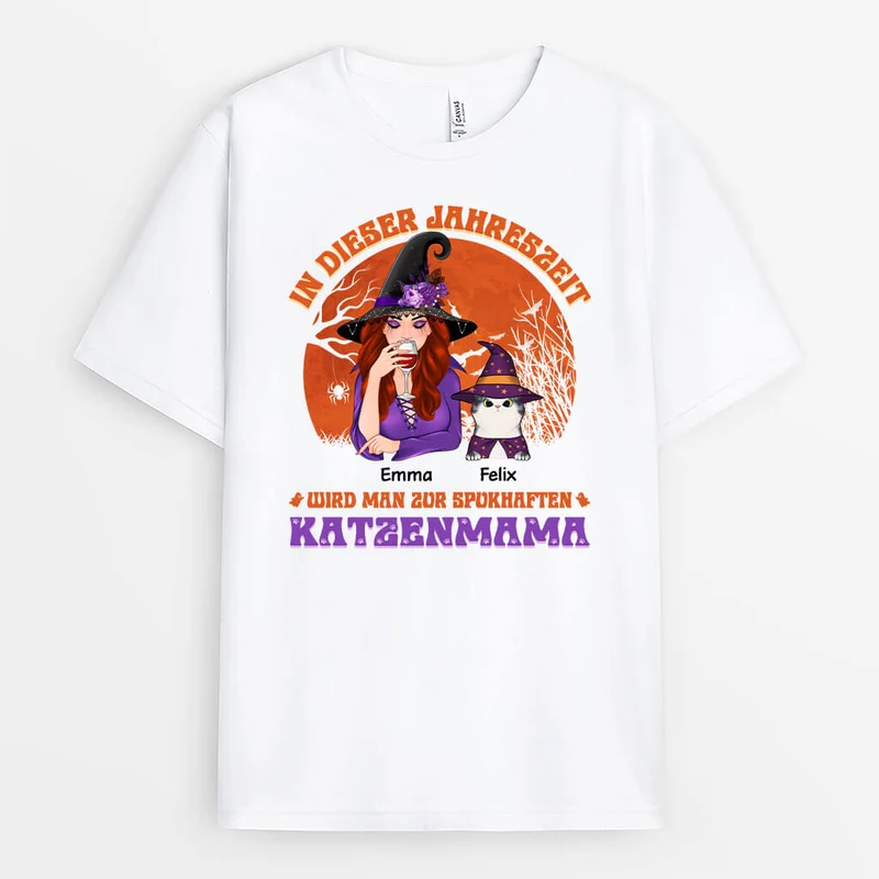 In dieser Jahreszeit wird man zur spukhaften Katzenmama - Personalisiertes Geschenk | T-shirts für Katzenliebhaber