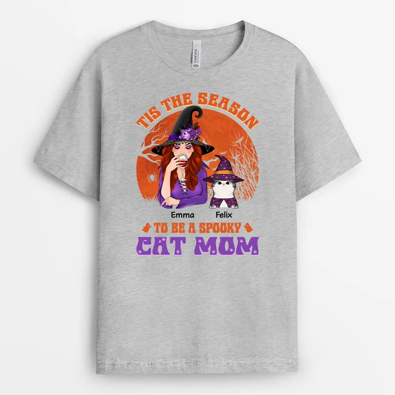 In dieser Jahreszeit wird man zur spukhaften Katzenmama - Personalisiertes Geschenk | T-shirts für Katzenliebhaber