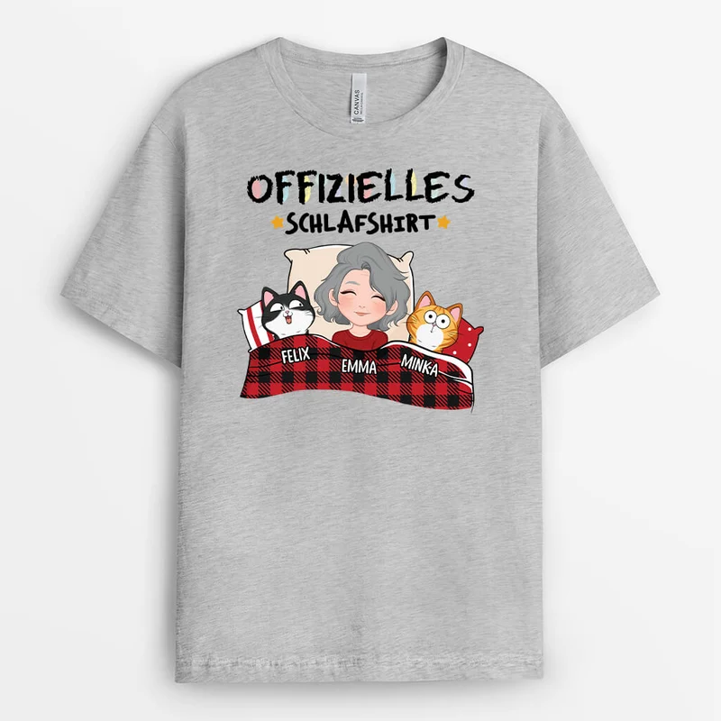 Offizielles Schlafshirt Mit Katzen - Personalisiertes Geschenk | T-shirt für Katzenliebhaber