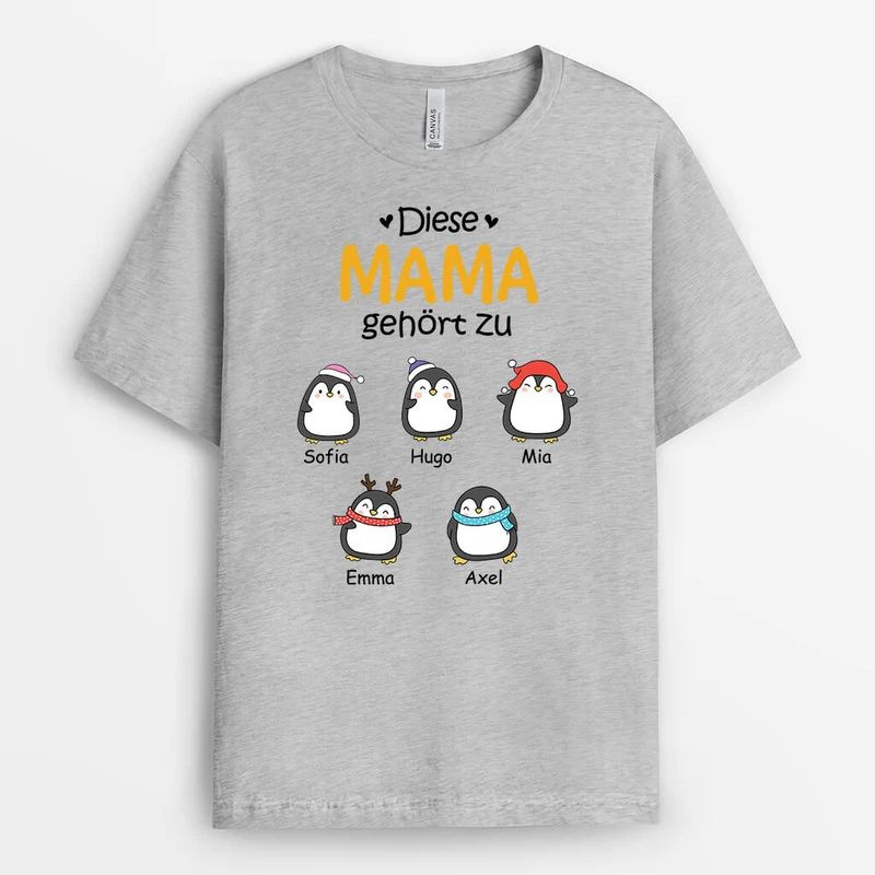 Diese Mama Oma Gehört Zu Mit Pinguine - Personalisiertes Geschenk | T-shirt für Mamas/Omas