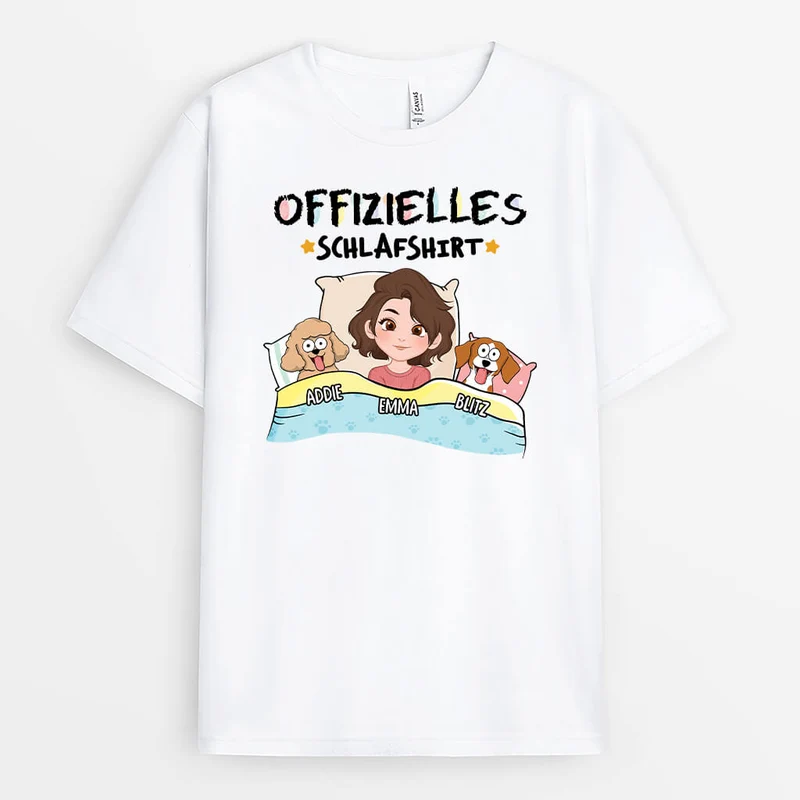 Offizielles Schlafshirt Mit Hunden - Personalisiertes Geschenk | T-shirt für Hundeliebhaber