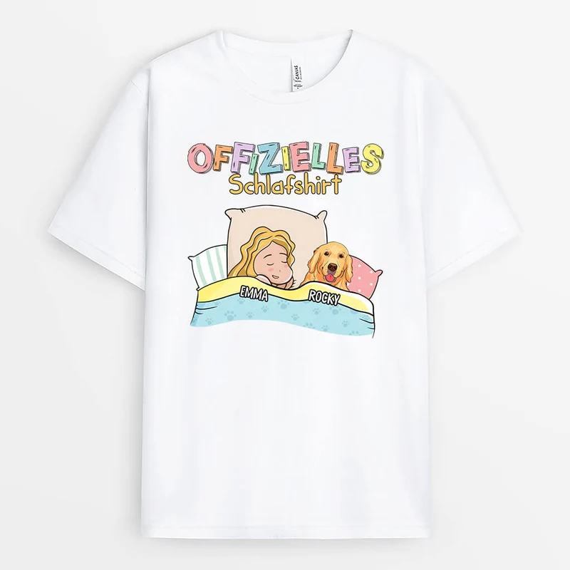 Offizielles Schlafshirt Mit Hunden - Personalisiertes Geschenk | T-shirt für Hundeliebhaber