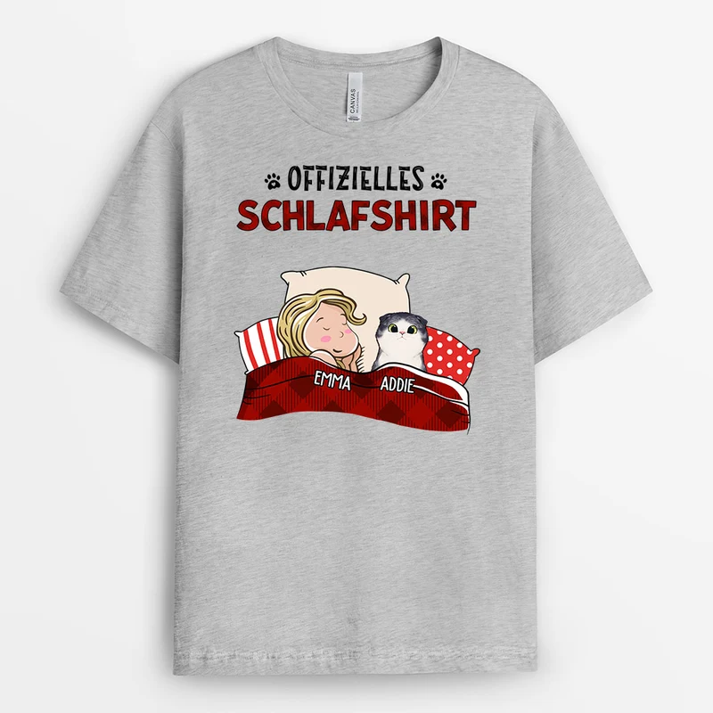Offizielles Schlafshirt - Personalisierte Geschenke | T-Shirt für Katzenbesitzer