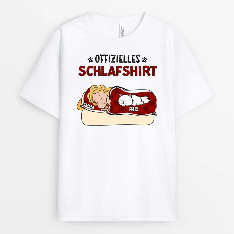 Offizielles Schlafshirt - Personalisierte Geschenke | T-Shirt für Katzenbesitzer