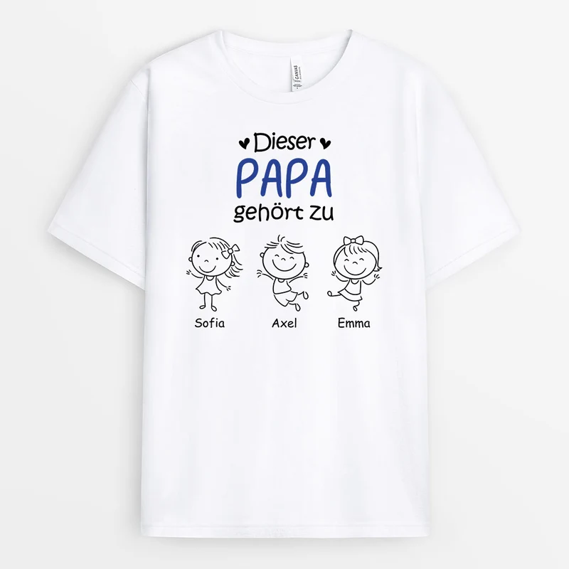 Dieser Papa Gehört Zu - Personalisierte Geschenke | T-Shirt für Papa/Opa