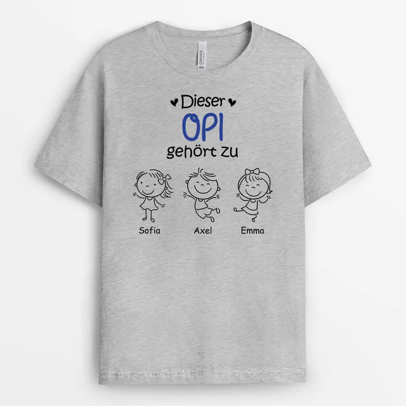 Dieser Papa Gehört Zu - Personalisierte Geschenke | T-Shirt für Papa/Opa