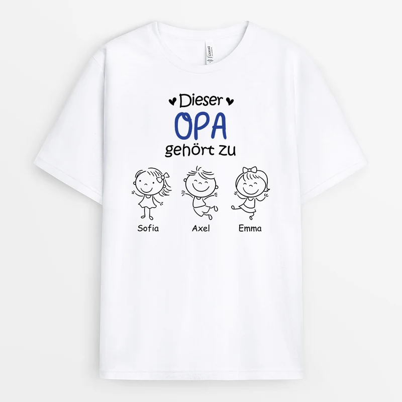 Dieser Papa Gehört Zu - Personalisierte Geschenke | T-Shirt für Papa/Opa