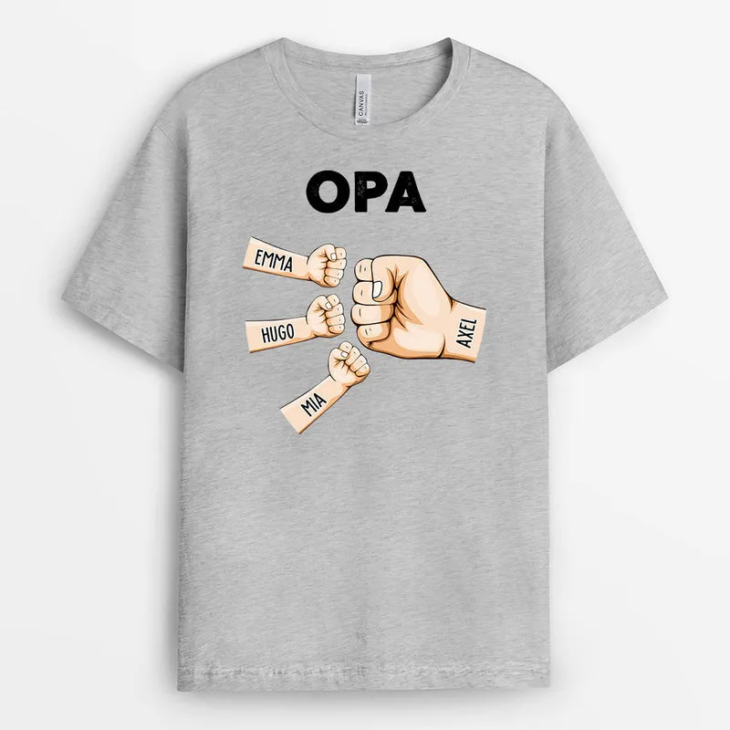Fauststoß Papa Opa und Kinder - Personalisierte Geschenke | T-Shirt für Opa/Papa